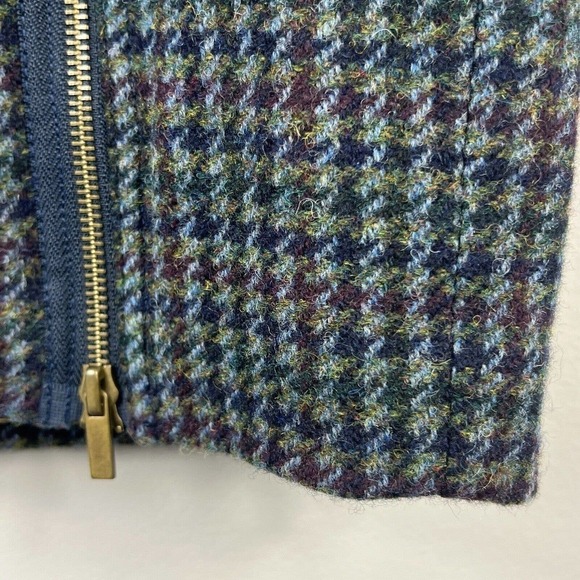 J. Crew Houndstooth Asymmetrical Zipper Wool Pencil Skirt Size 00 Blue - Picture 7 of 11